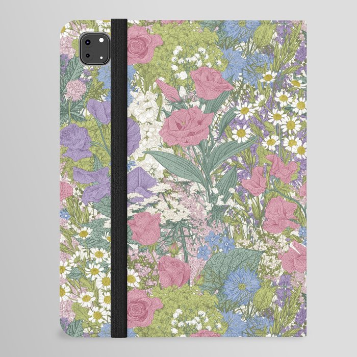 Magical Cottage Garden Pastel Lilac Pink Floral iPad Folio Case