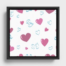 Valentine seamless pattern with hearts. Framed Canvas