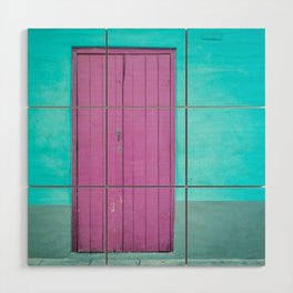 Turquoise wall with magenta door | Trinidad Cuba travel photography | Colourful houses Wood Wall Art