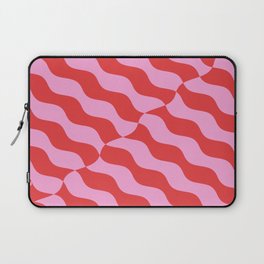Retro Wavy Abstract Pattern in Red & Pink Laptop Sleeve