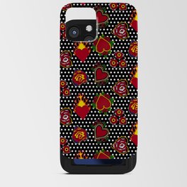 Tattoo Hearts on Black with White Polka Dots  iPhone Card Case