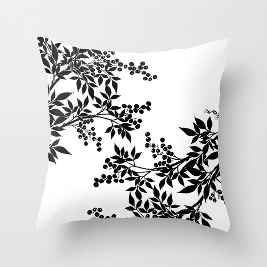 TREE BLACK AND WHITE LEAF TOILE PATTERN Throw Pillow by Saundra Myles Society6
