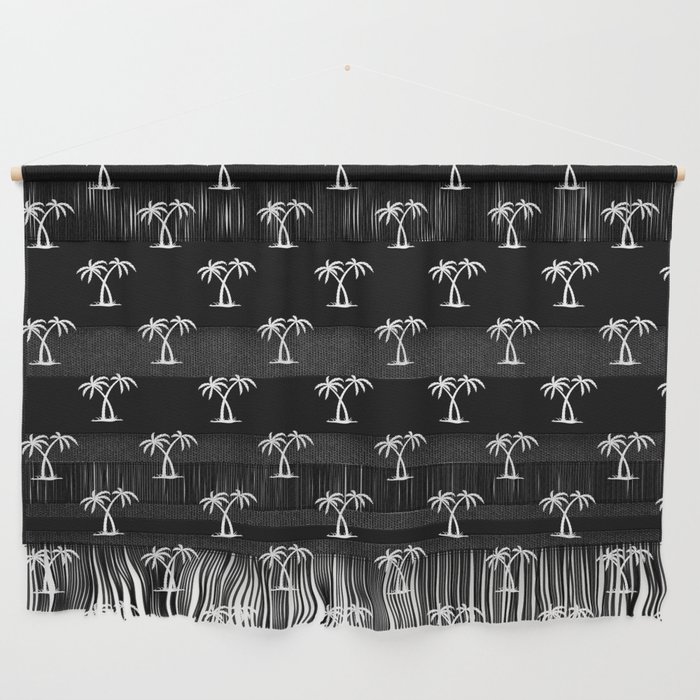 Black And White Palm Trees Pattern Wall Hanging