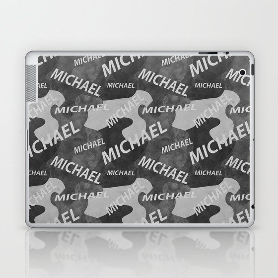 Michael pattern in gray colors and watercolor texture Laptop & iPad Skin
