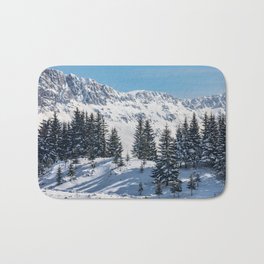 Winter landscape with snow-covered fir trees Bath Mat