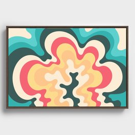 Abstract Blossoming Swirl Art in Summer Beach Color Palette Framed Canvas