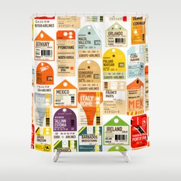 Retro travel tickets Shower Curtain