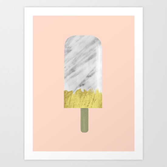 Carrara Italian Marble with Gold Popsicle Art Print