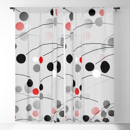 Winterberry - Abstract - Black, Gray, Red, White Blackout Curtain