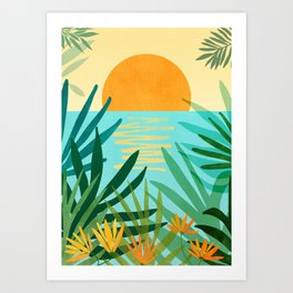 Tropical Ocean View Landscape Illustration Art Print