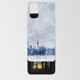 Berlin Skyline & Map Watercolor Navy Blue, Print by Zouzounio Art Android Card Case