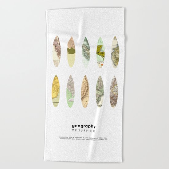 Geography of surfing Beach Towel
