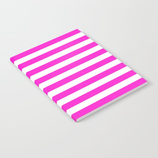 Horizontal Stripes (Hot Magenta/White) Notebook