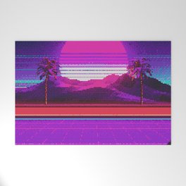 80s Sunset Retro Pixel Art Welcome Mat