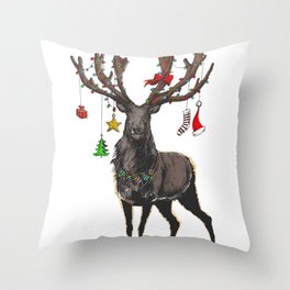 Christmas market gift reindeer shirt Throw Pillow