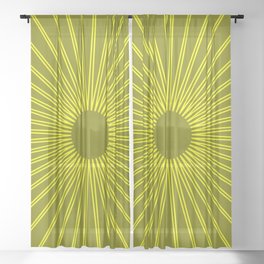 sun with olive background Sheer Curtain