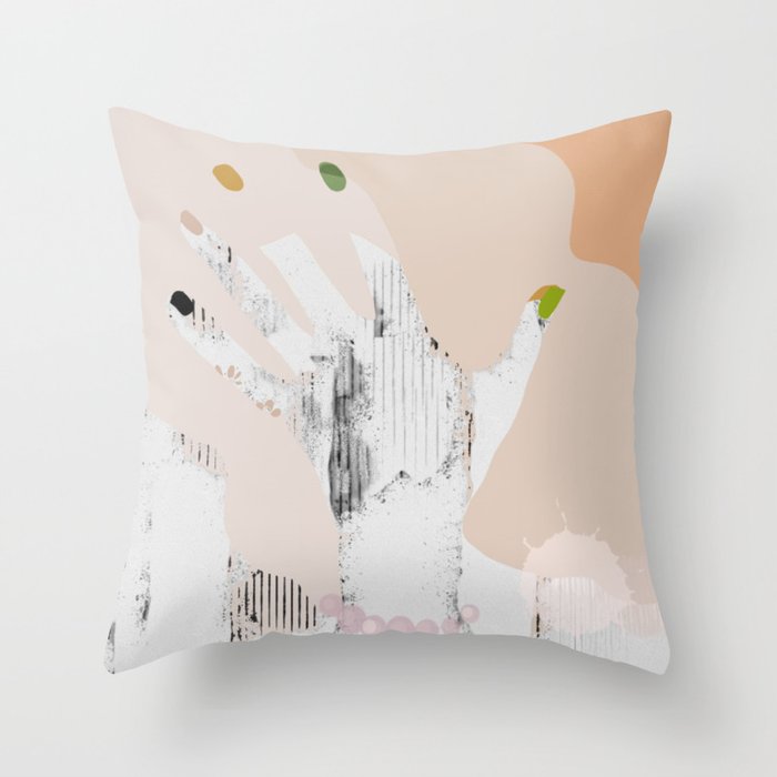 colorful artsy hand with colored nails Throw Pillow
