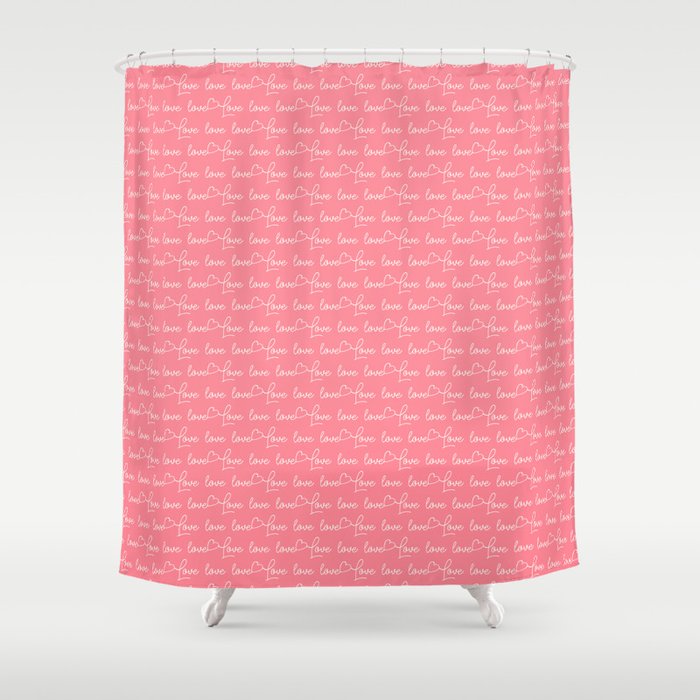 Love Calligraphy Lettering Pattern Shower Curtain