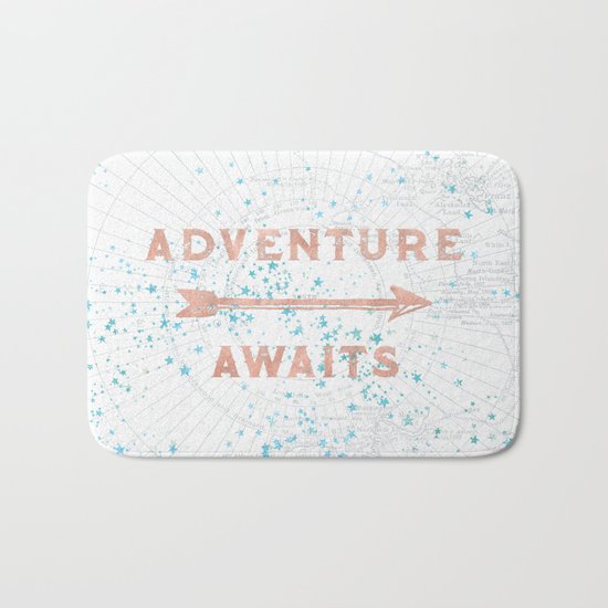 Adventure Awaits Rose Gold Bath Mat