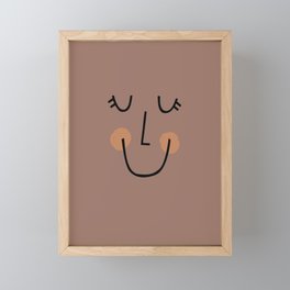 Winky Smiley Face in Brown Framed Mini Art Print