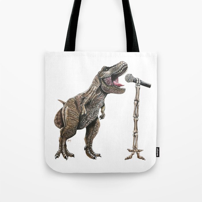 "Karaokesaurus" - T-Rex Dinosaur Singer Tote Bag