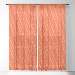 [ Thumbnail: Red & Light Coral Colored Lines/Stripes Pattern Sheer Curtain ]