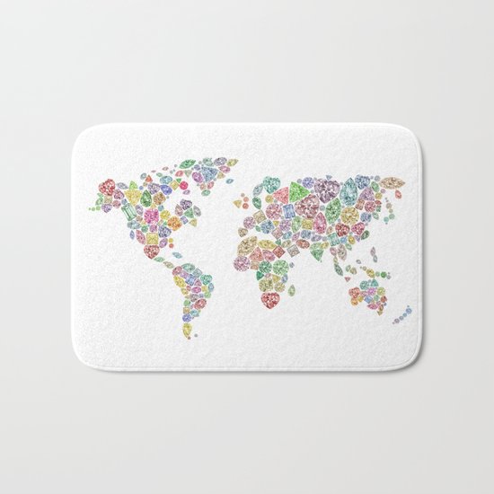 Diamonds World Map #3 Bath Mat