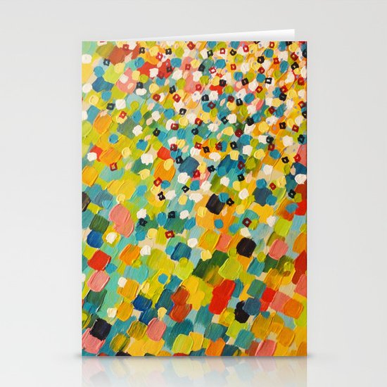 SWEPT AWAY 3 - Fresh Green Colorful Rainbow Ocean Waves Mermaid Splash Abstract Acrylic Painting Stationery Cards