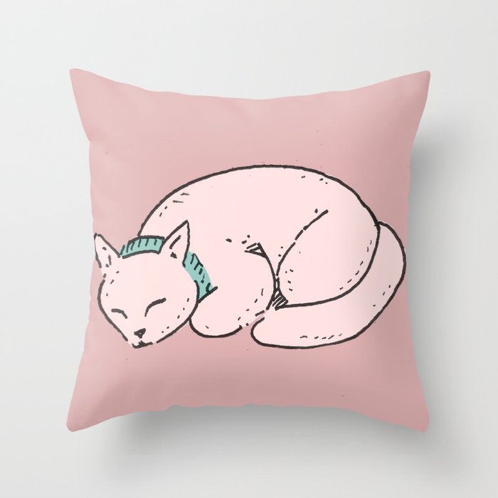 Plant and the cat Throw Pillow