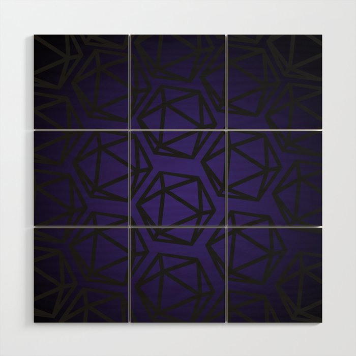 D20 Pattern - Purple Black Gradient Wood Wall Art