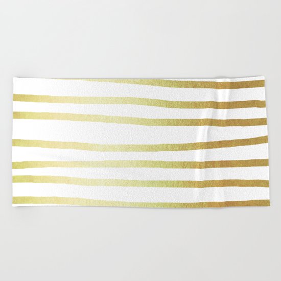 Simply Drawn Stripes 24k Gold Beach Towel