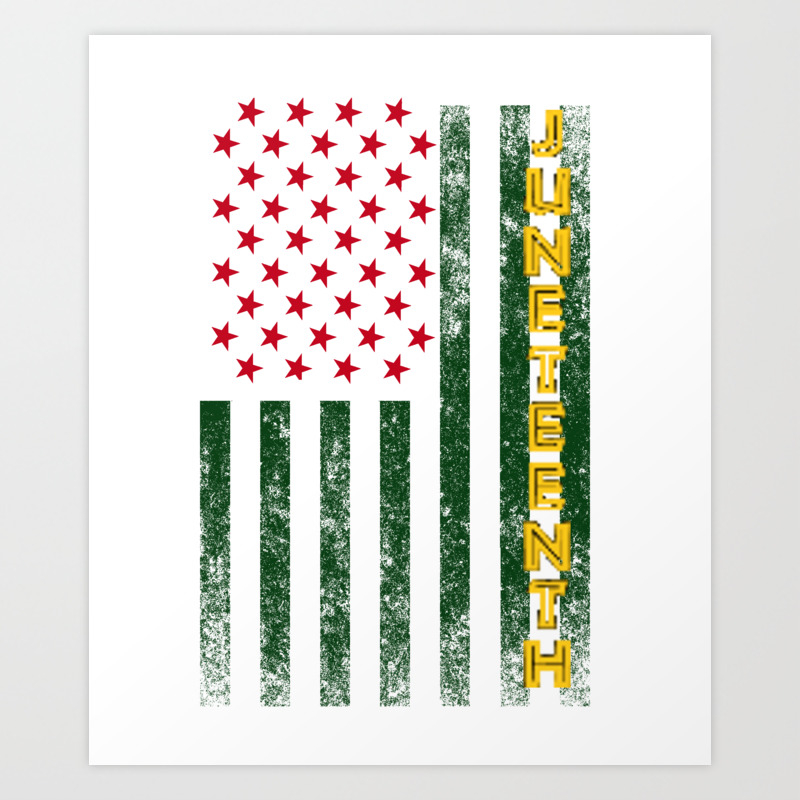 Juneteenth Freedom Day American Flag With African Colors Art Print