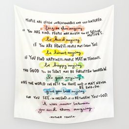 Mother Teresa - Do it Anyway Poem Wall Tapestry