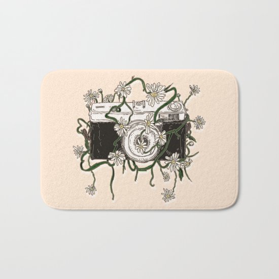 Vintage Camera Blooms Bath Mat