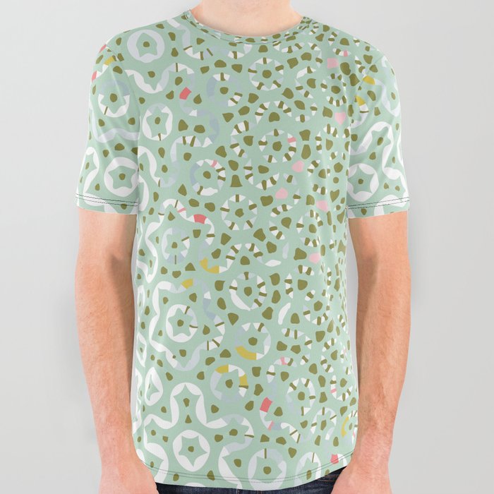 Abstract Flower Pattern Artwork 07 Color 05 All Over Graphic Tee