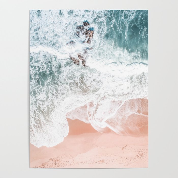 Aerial Beach Print - Sands of Coral Haze - Ocean Sea photography by Ingrid Beddoes Poster