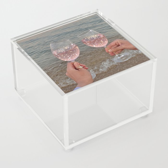 Wine Glass Glitter Sunset Drinks  Acrylic Box