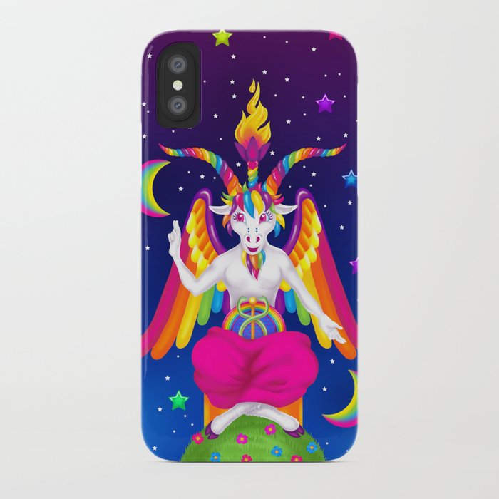 1997 neon rainbow baphomet iphone case