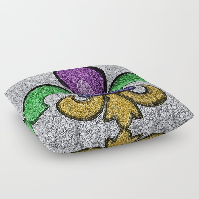 Fleur De Lis Purple Green and Gold Floor Pillow