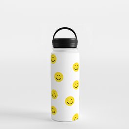 Smiley faces white yellow happy simple smiley pattern smile face kids nursery boys girls decor Water Bottle