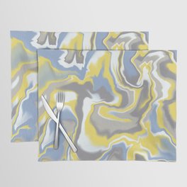 Marbled Ice Cream - grey yellow blue Placemat
