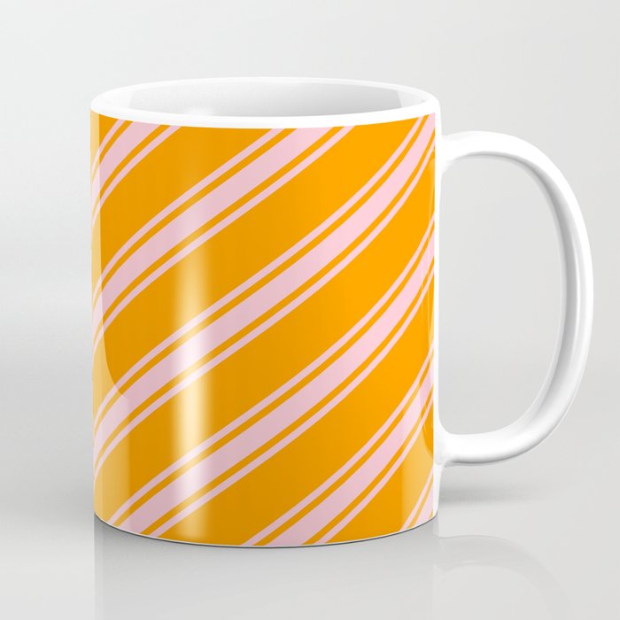 Dark Orange and Pink Colored Lined Pattern Coffee Mug