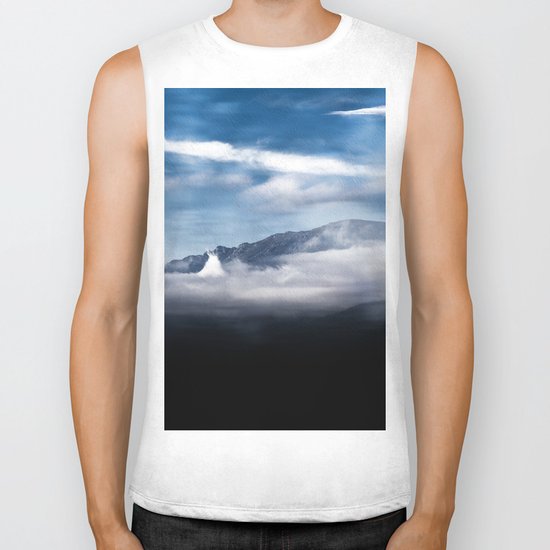 Mountains and fog. Landscape Biker Tank