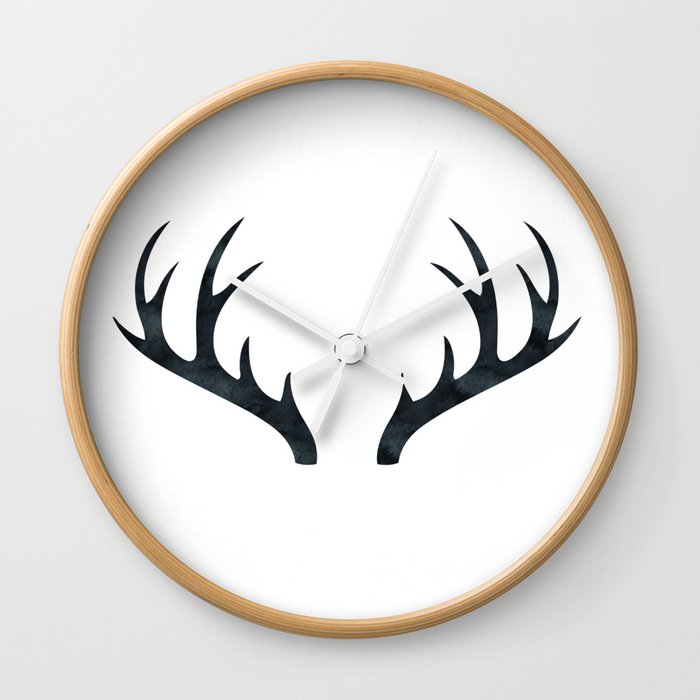 Antlers Black And White Wall Clock By Naturemagick Society6