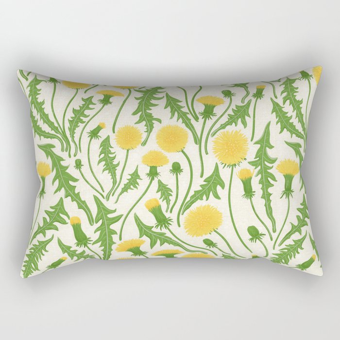 Dandelions, green, yellow and white Rectangular Pillow