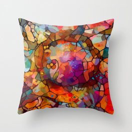 Abstract, stained glass, contemporary painting, colorful fields, lines Throw Pillow