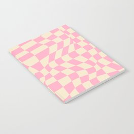 70s Trippy Grid Retro Pattern in Pink & Beige Notebook
