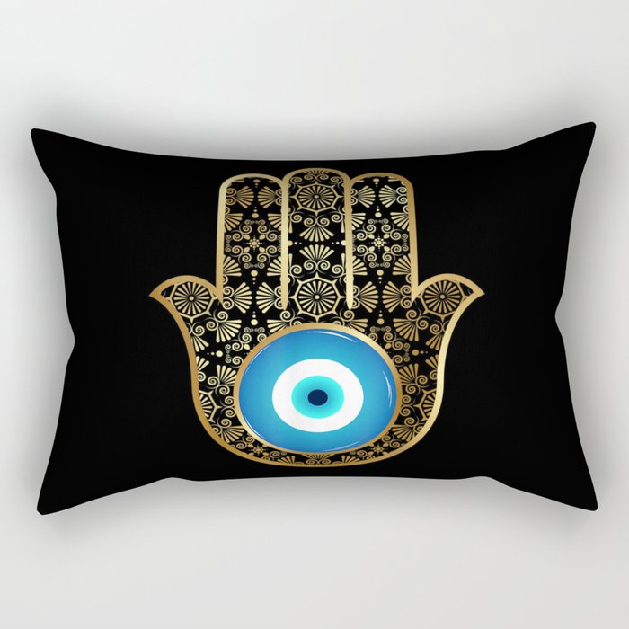 Evil Eye Amulet Hamsa Hand Mandala Rectangular Pillow
