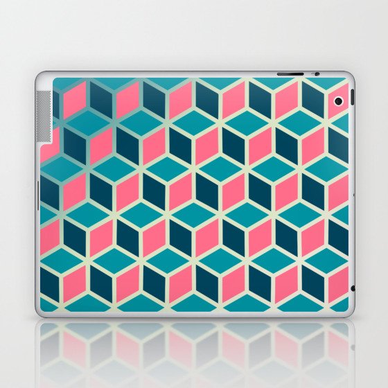 Blue and Pink Isometric Cubes Laptop & iPad Skin