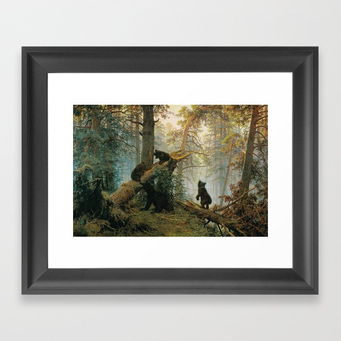 Morning in a Pine Forest by Shishkin and Savitsky (1889) Framed Art Print